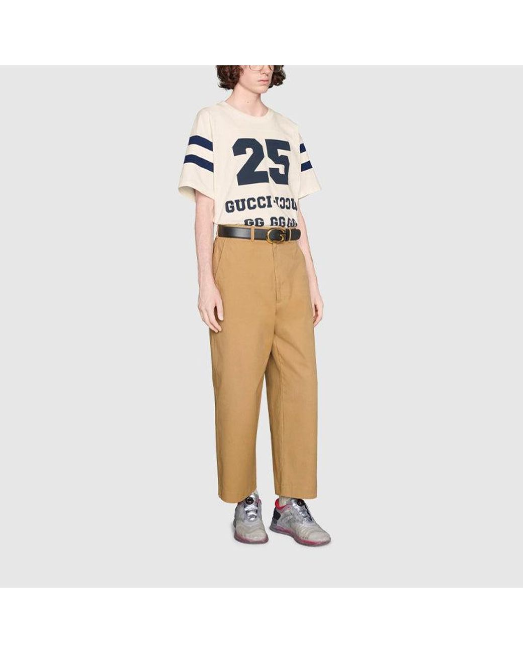 Gucci Blue Ss21 Alphabet Pattern Loose Short Sleeve T-Shirt for men