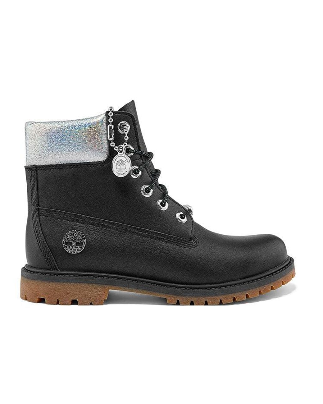 Timberland Black (Wmns) Heritage 6 Inch Waterproof Boots Full Grain With Collar'