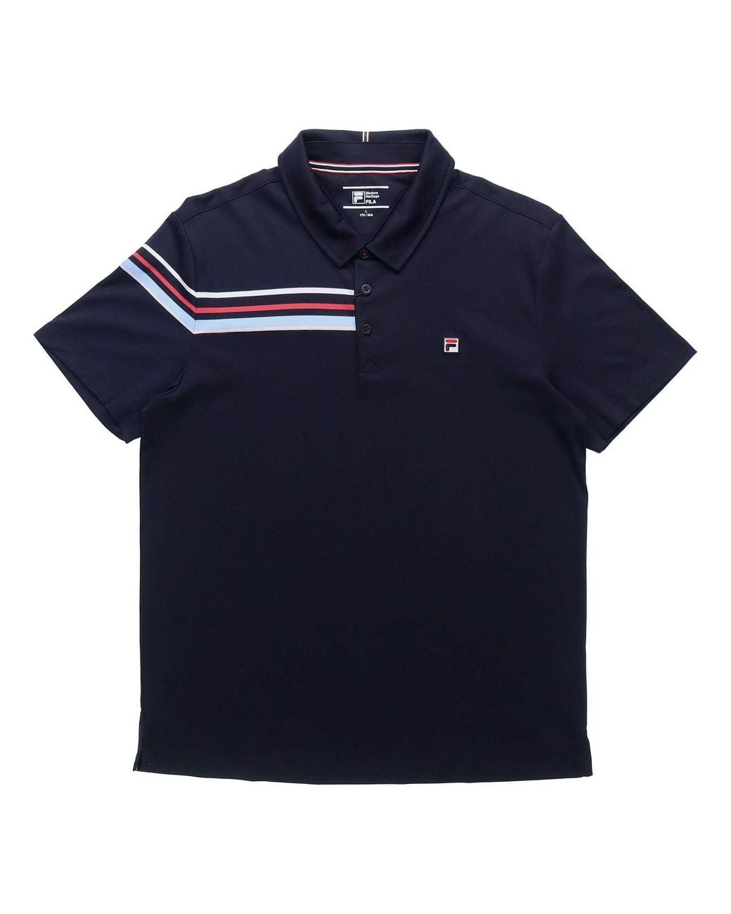 Fila Blue Contrast Colors Stripessport Casual Short Sleeve Poloshirt S for men