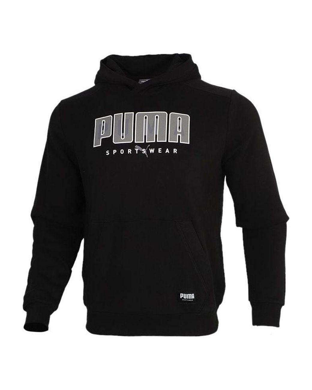 PUMA Black Athletics Casual Pullover Long Sleeves Hooded Sports for men