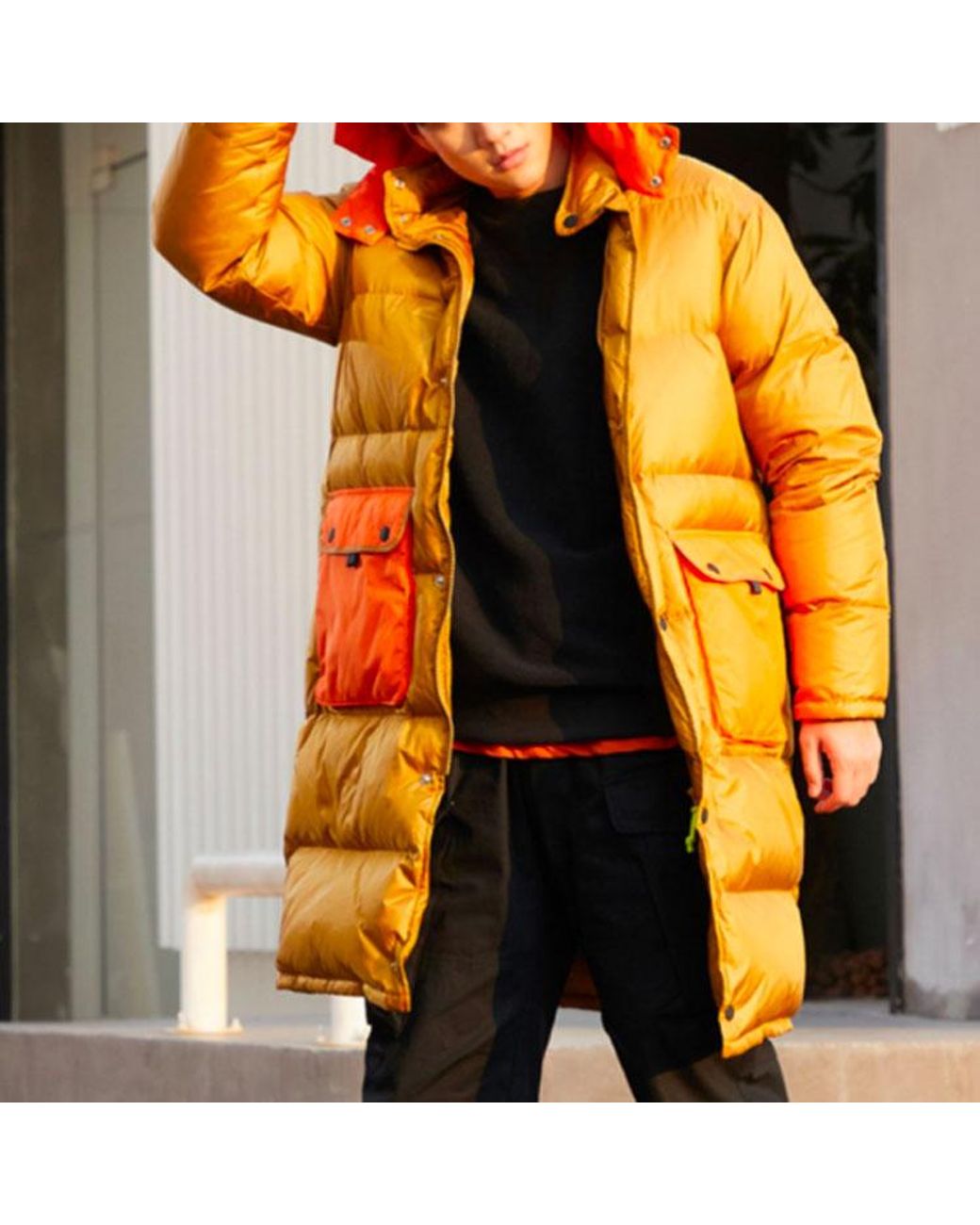 Converse Orange Counter Climate Long Down Jacket 'Wheat' for men