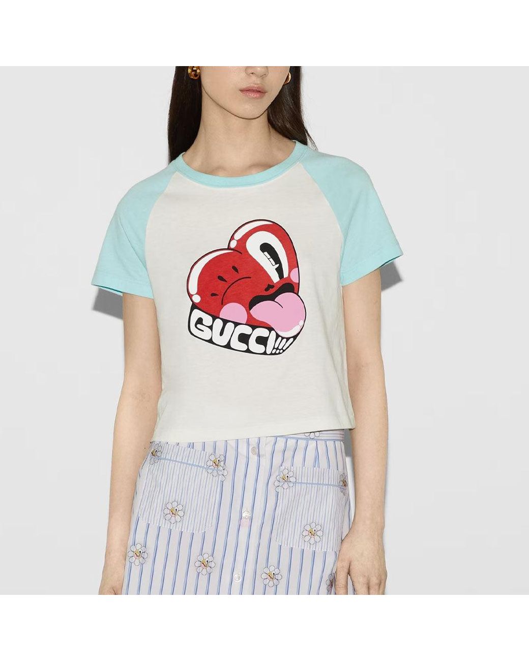 Gucci Blue (Wmns) Cotton Jersey Short Sleeved T-Shirt 'Off'