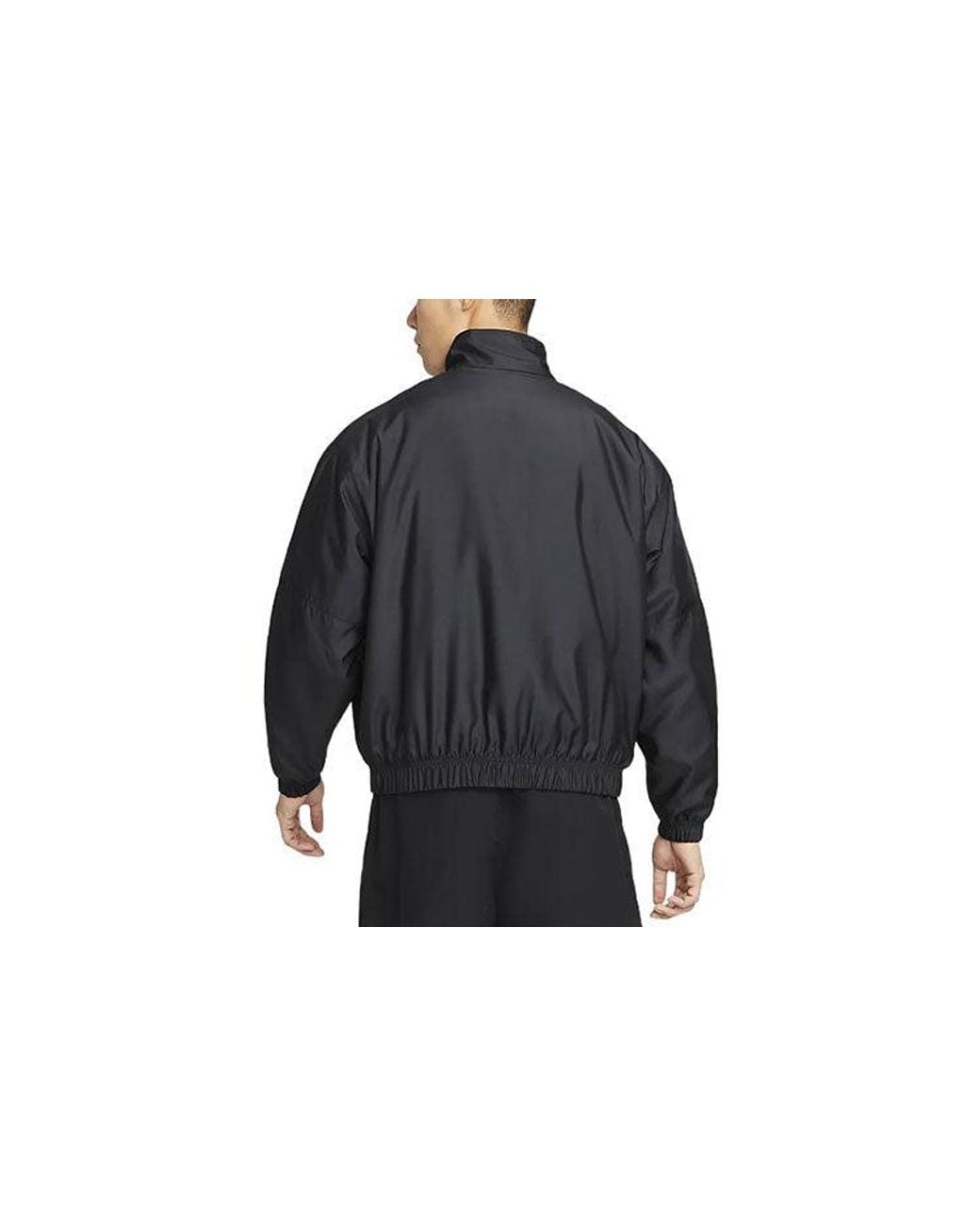 Nike Black Solid Color Logo Stand Collar Jacket for men