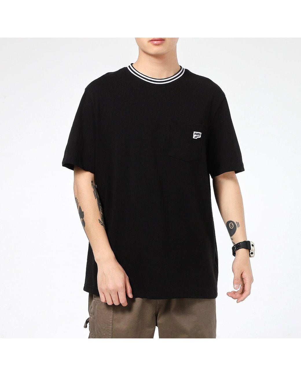 PUMA Black Downtown Pocket T-Shirt for men