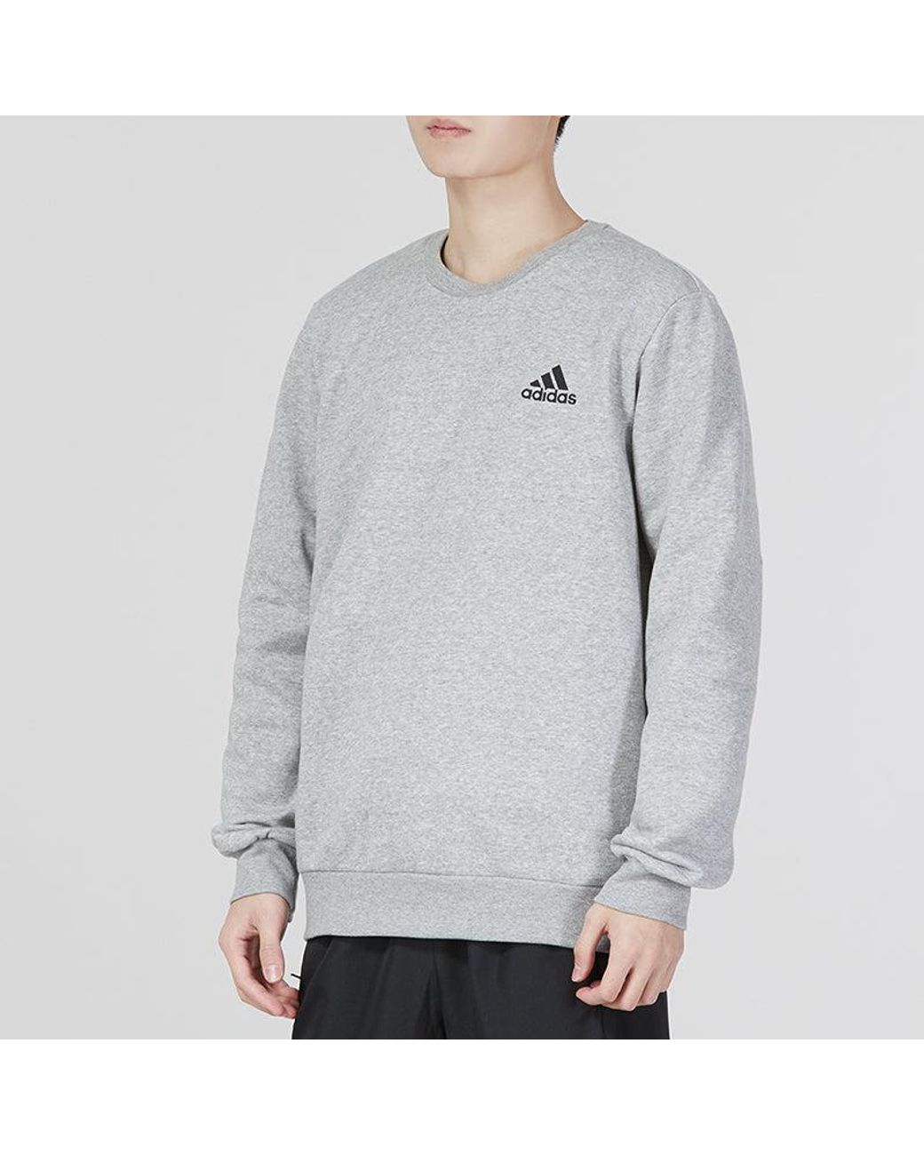 Adidas Gray Essentials Fleece Sweatshirt for men