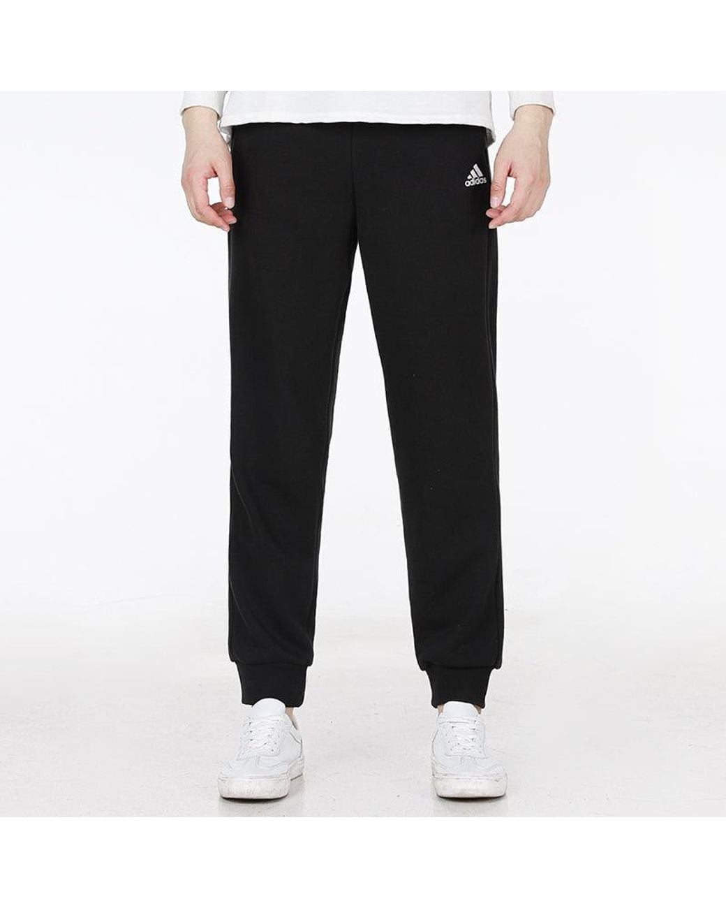 Adidas Black Sl Ft Tc Pt Logo Knit Sports Bundle Feet Long Pants/Trousers for men