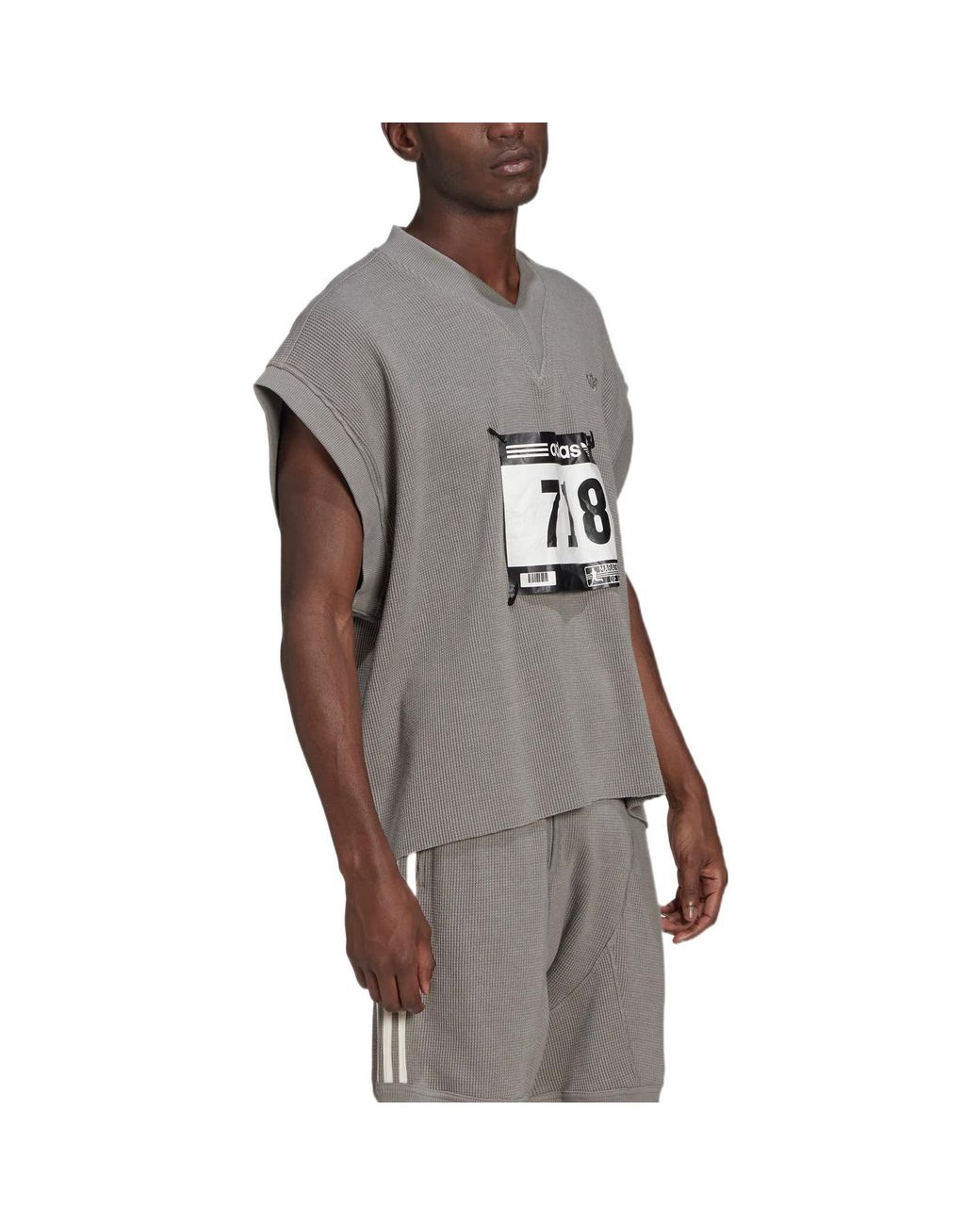 Adidas Gray Originals Version Detachable Solid Color Athleisure Casual Sports V Neck Vest for men