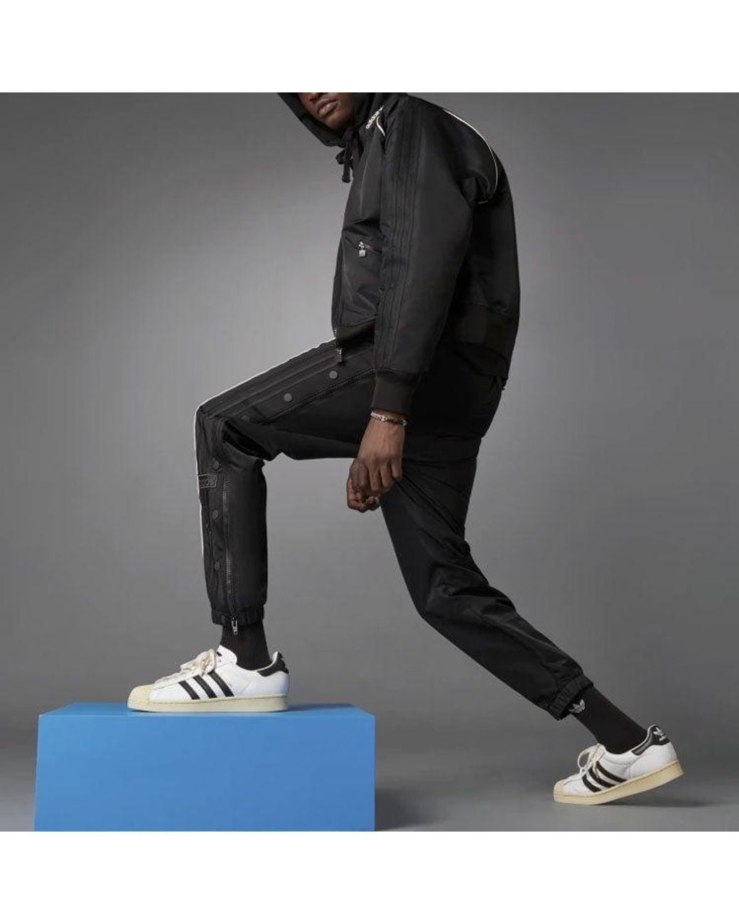Adidas Black Originals Version Series Side Zipper Sports Long Pants for men