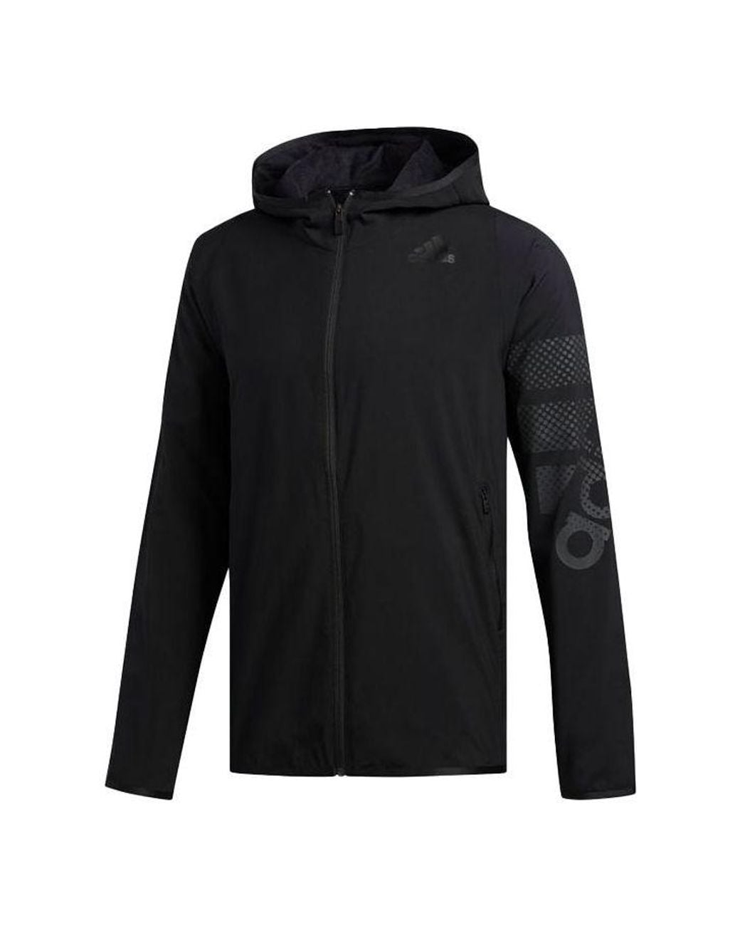 Adidas Black Sports Hooded Long Sleeves Jacket for men