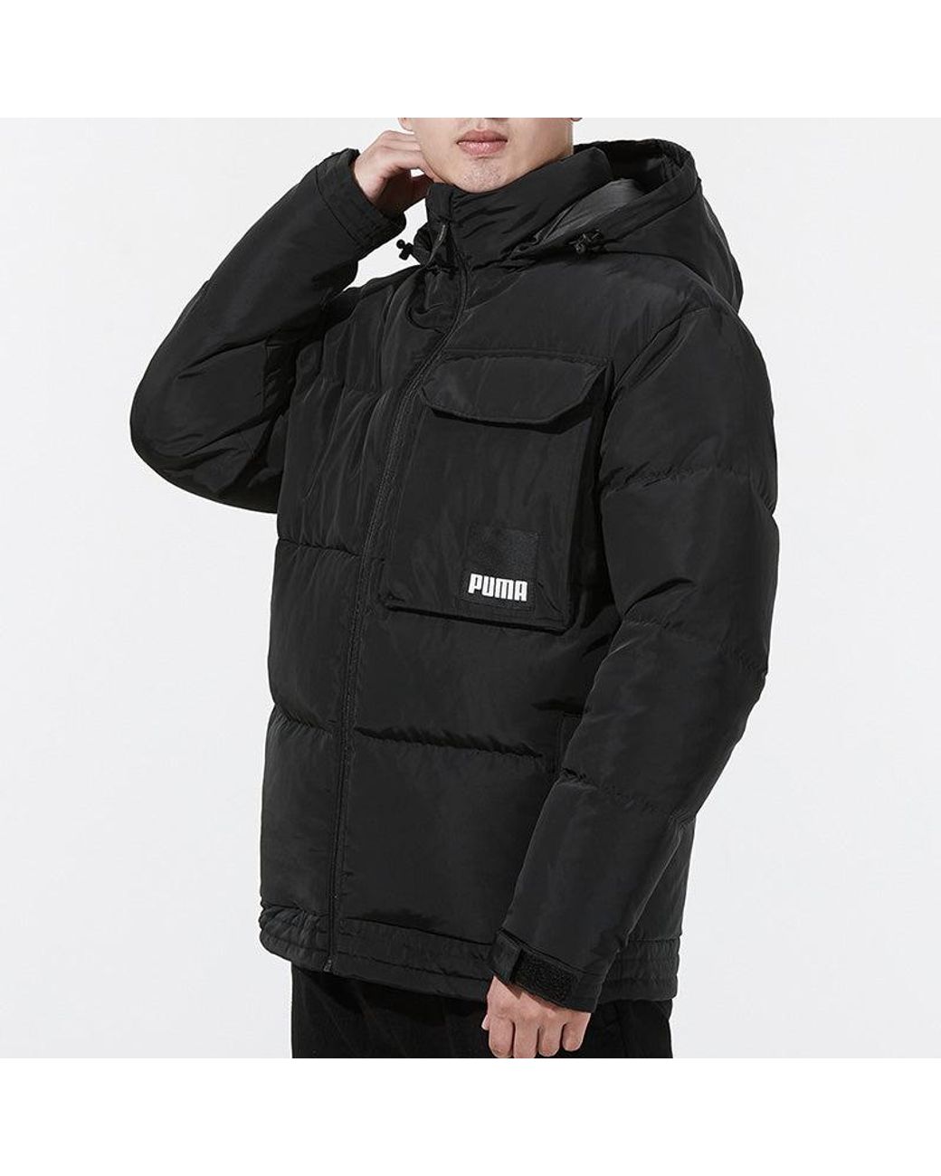 PUMA Black Hoodie Loose Down Jacket for men