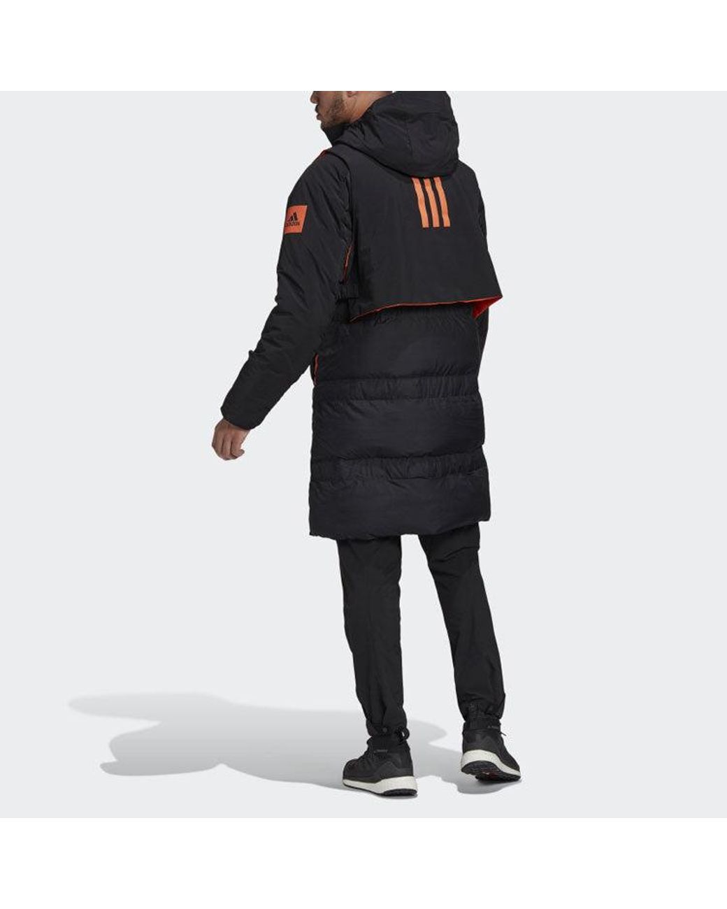 Adidas Blue Myshelter Cr Stay Warm Detachable Reversible Vest Sports Reflective Mid-Length Hooded Down Jacket for men
