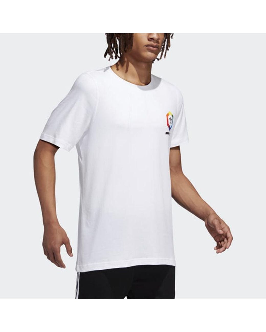 Adidas White Originals Spectrum Tee Sports Printing Round Neck Short Sleeve for men