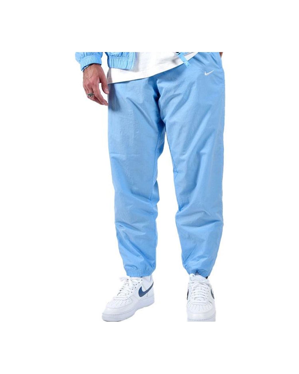 Nike Blue Swoosh Embroidered Retro Nylon Sports Pants Light for men