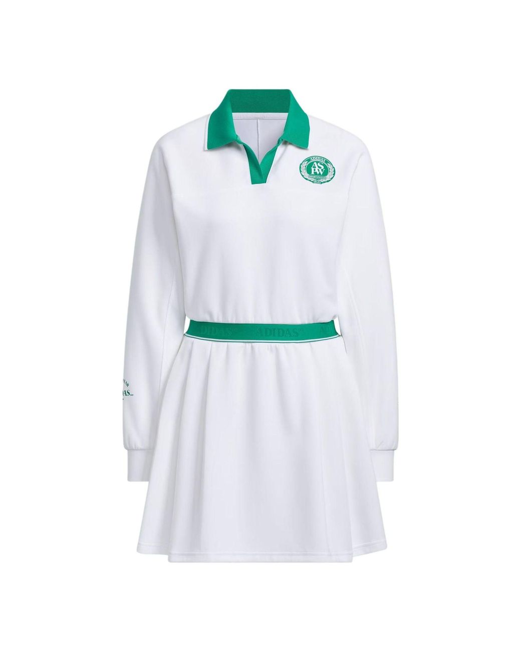 Adidas White (Wmns) Verbiage Long Sleeve Polo Dress Asia Sizing
