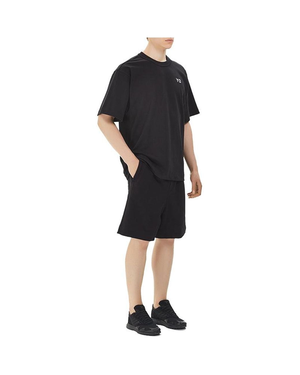 Adidas Black Y-3 Alphabet Logo Casual Short Sleeve T-Shirt for men