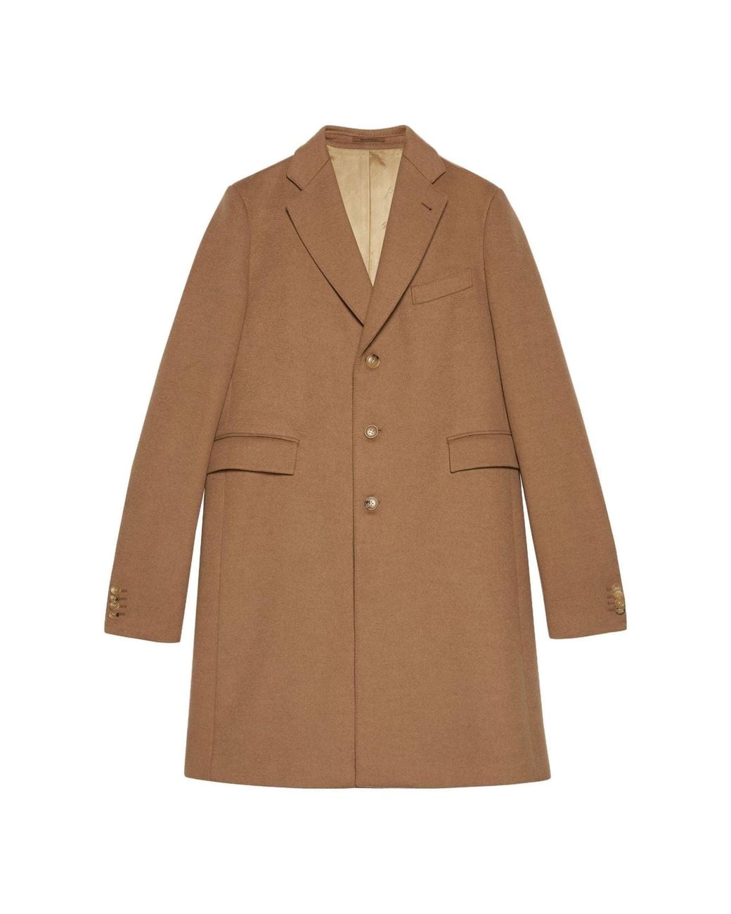 Gucci Brown Camelhair Coat With Cities Label 'Light' for men