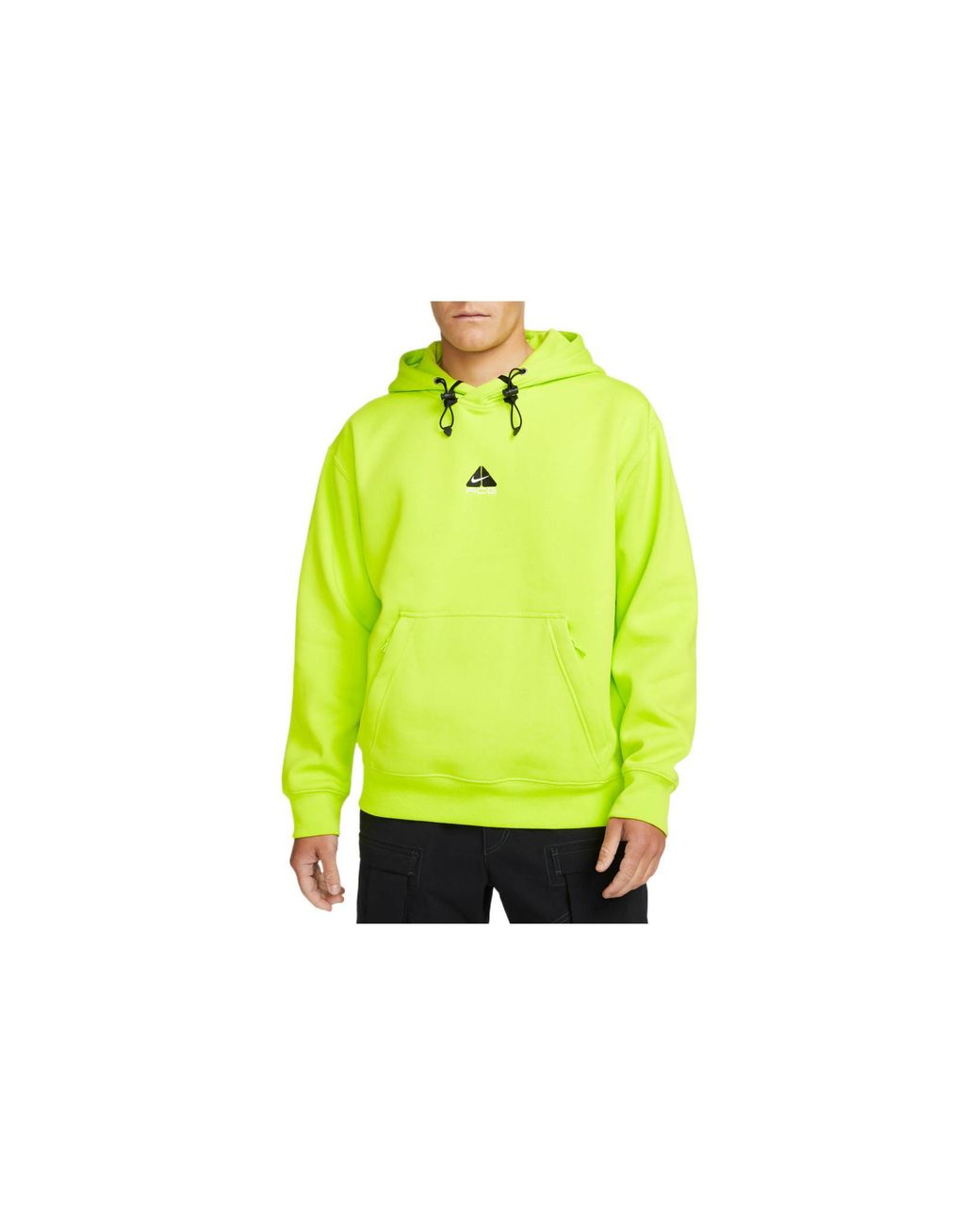 Nike Green Acg Therma-Fit Solid Color Logo Embroidered Hooded Long Sleeves Fluorescent for men