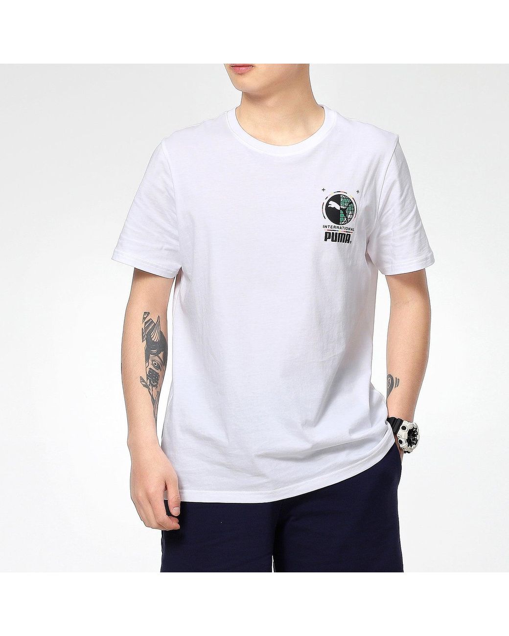 PUMA White Graffiti Photo Print Short Sleeve T-Shirt for men