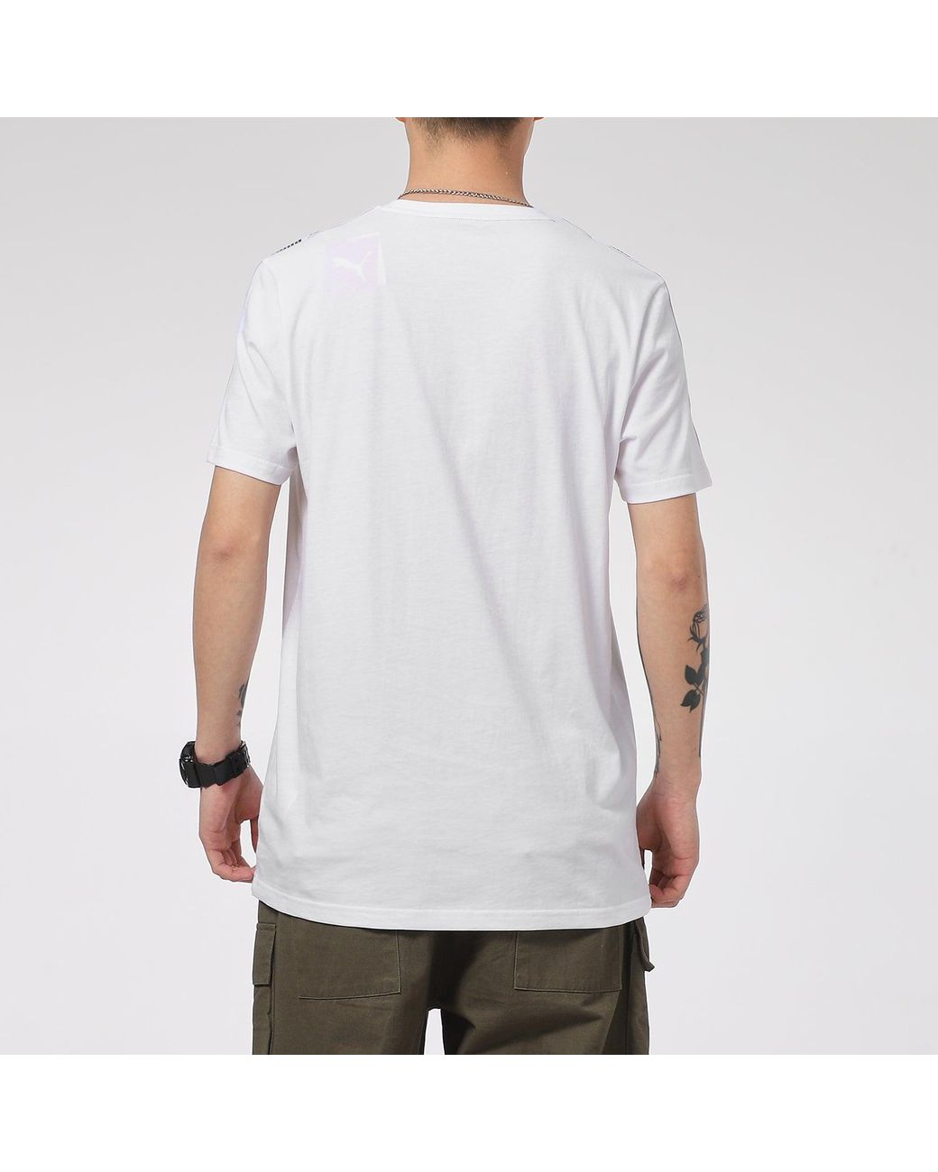 PUMA White Taping Logo T-Shirt for men