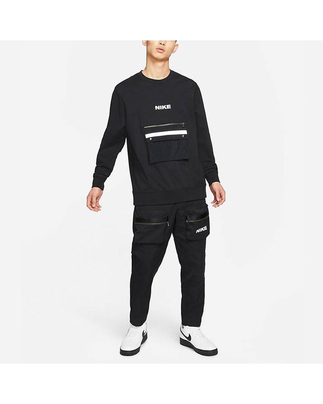 Nike Black City Made Cargo Logo Casual Sports Long Pants for men