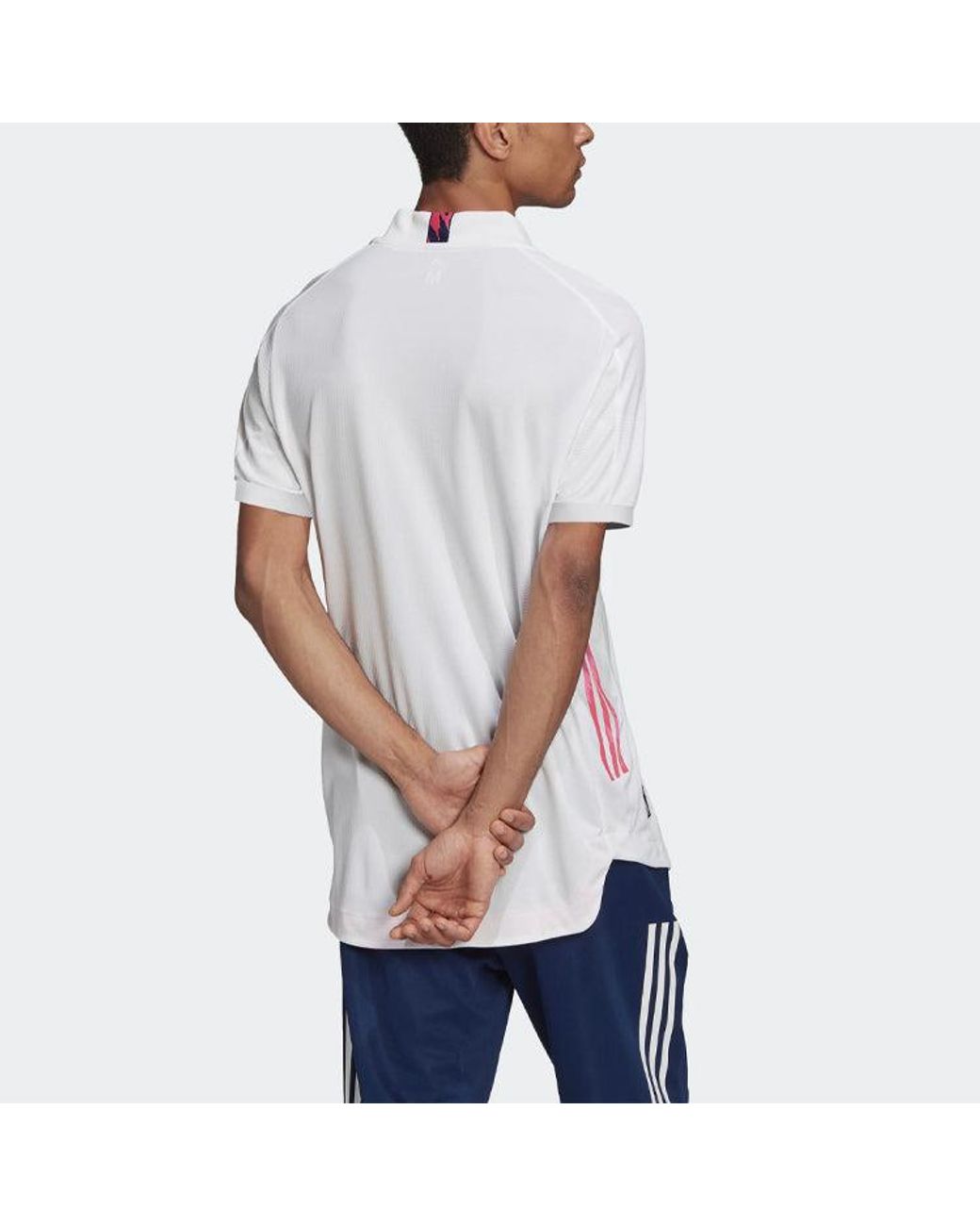 Adidas White Real Madrid 20-21 Season Player Edition Home Alphabet Logo Stripe Sports Soccer/Football Short Sleeve Jersey for men