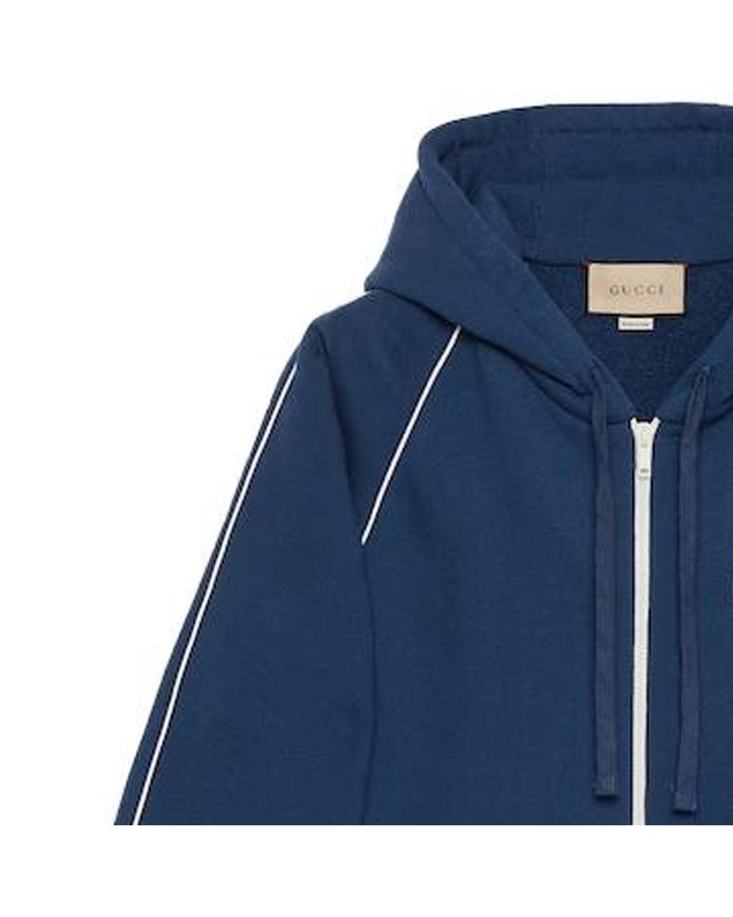 Gucci Blue Cotton Jersey Sweatshirt With Patch for men
