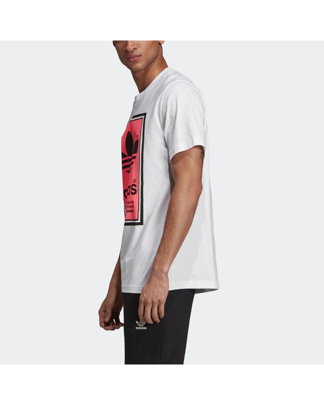Adidas Red Originals Filled Label Logo Printing Short Sleeve for men