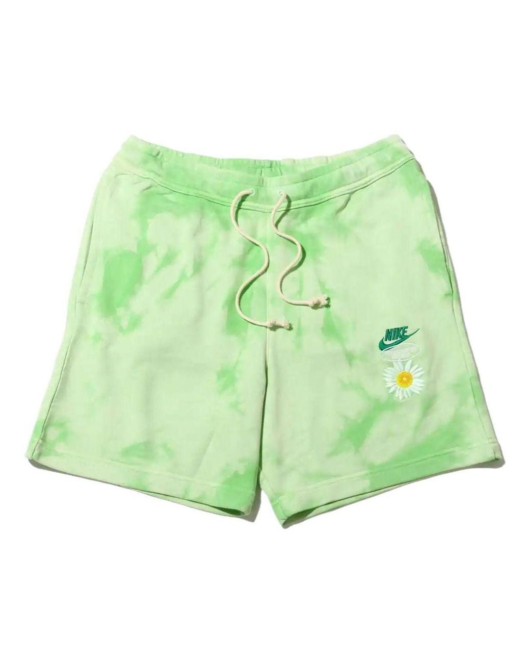 Nike Green Sportswearfrench Terry Solid Color Logo Flowers Embroidered Casual Shorts Light for men