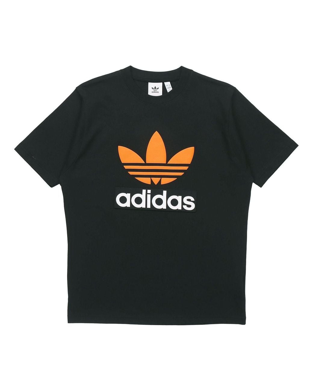 Adidas Black Originals Logo Round Neck Short Sleeve Tee For for men