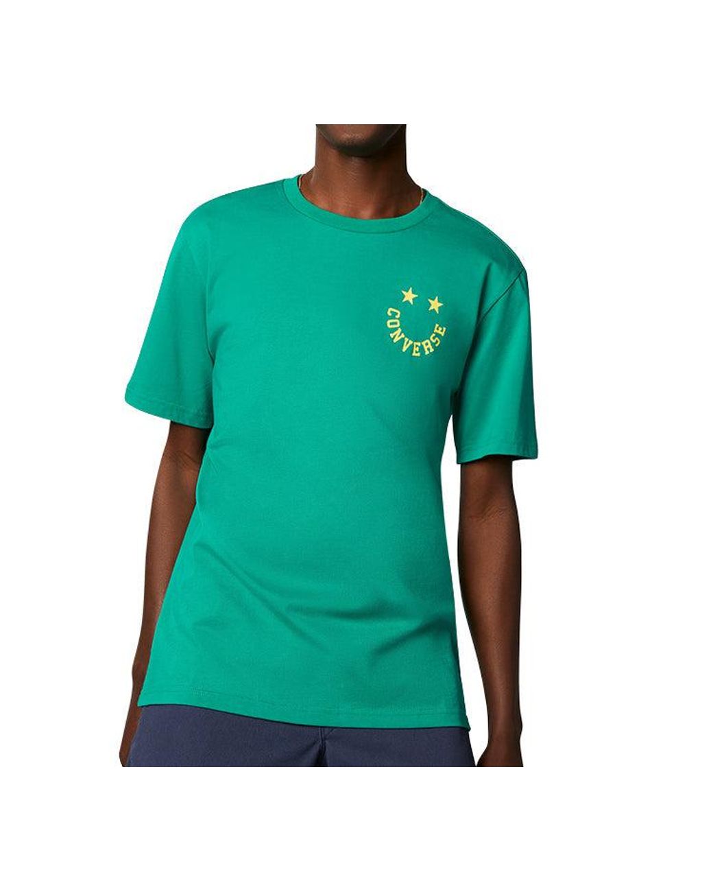 Converse Green Smiling Face Pattern Sports Short Sleeve for men