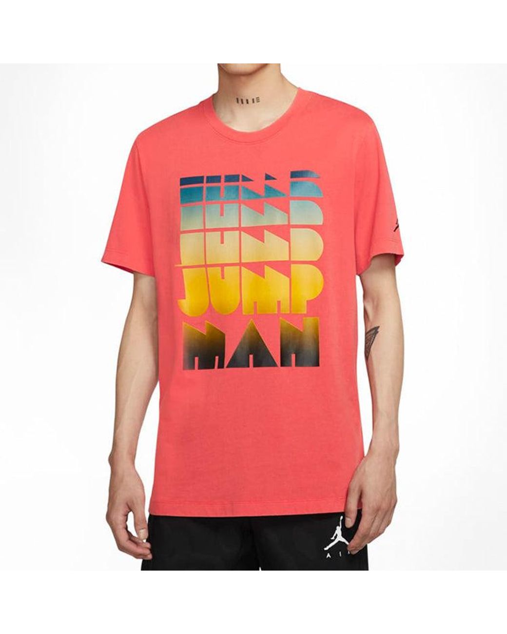 Nike Pink Gradient Multi-Color Alphabet Washed Round Neck Short Sleeve for men