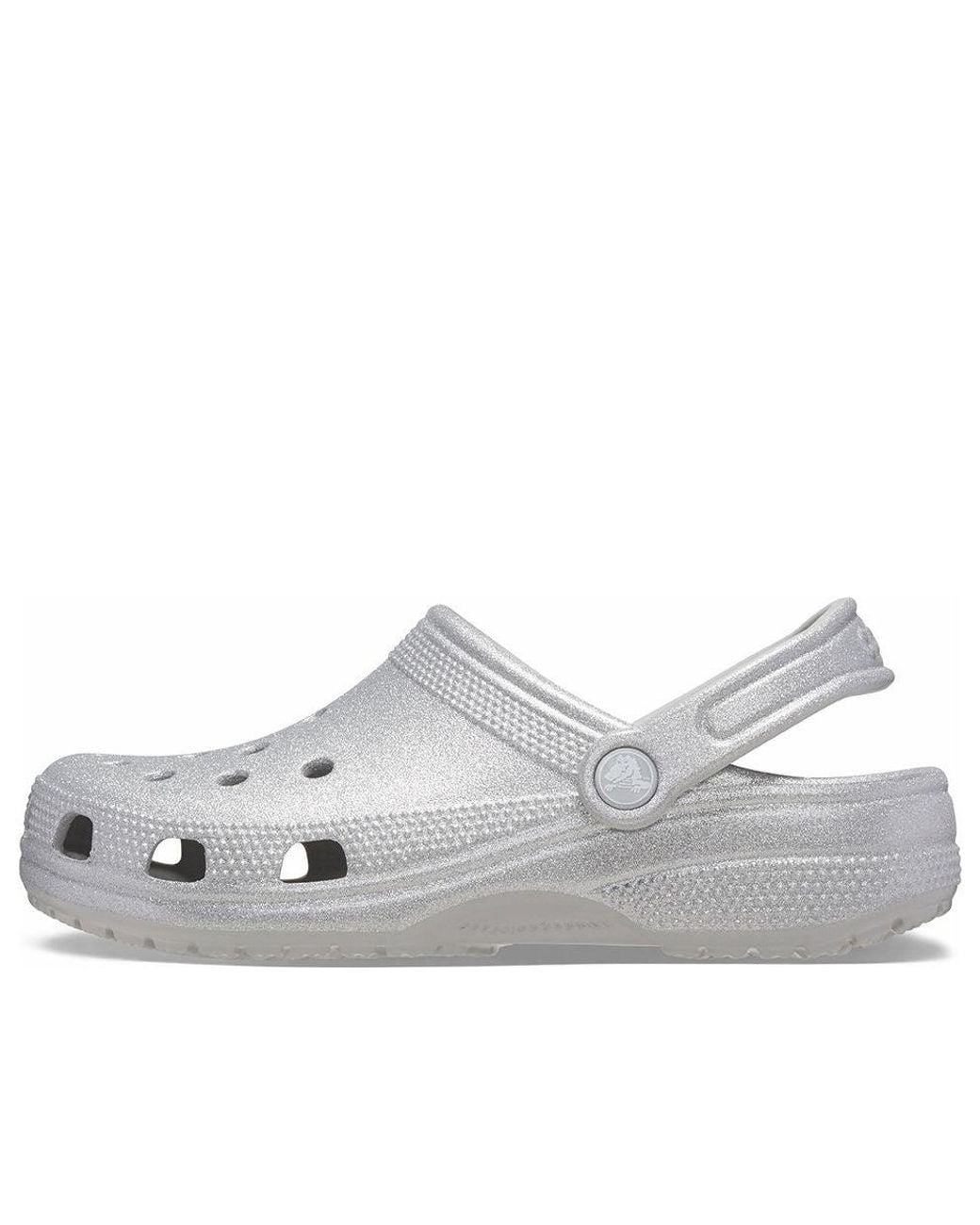 CROCSTM White Classic Glitter Clogs