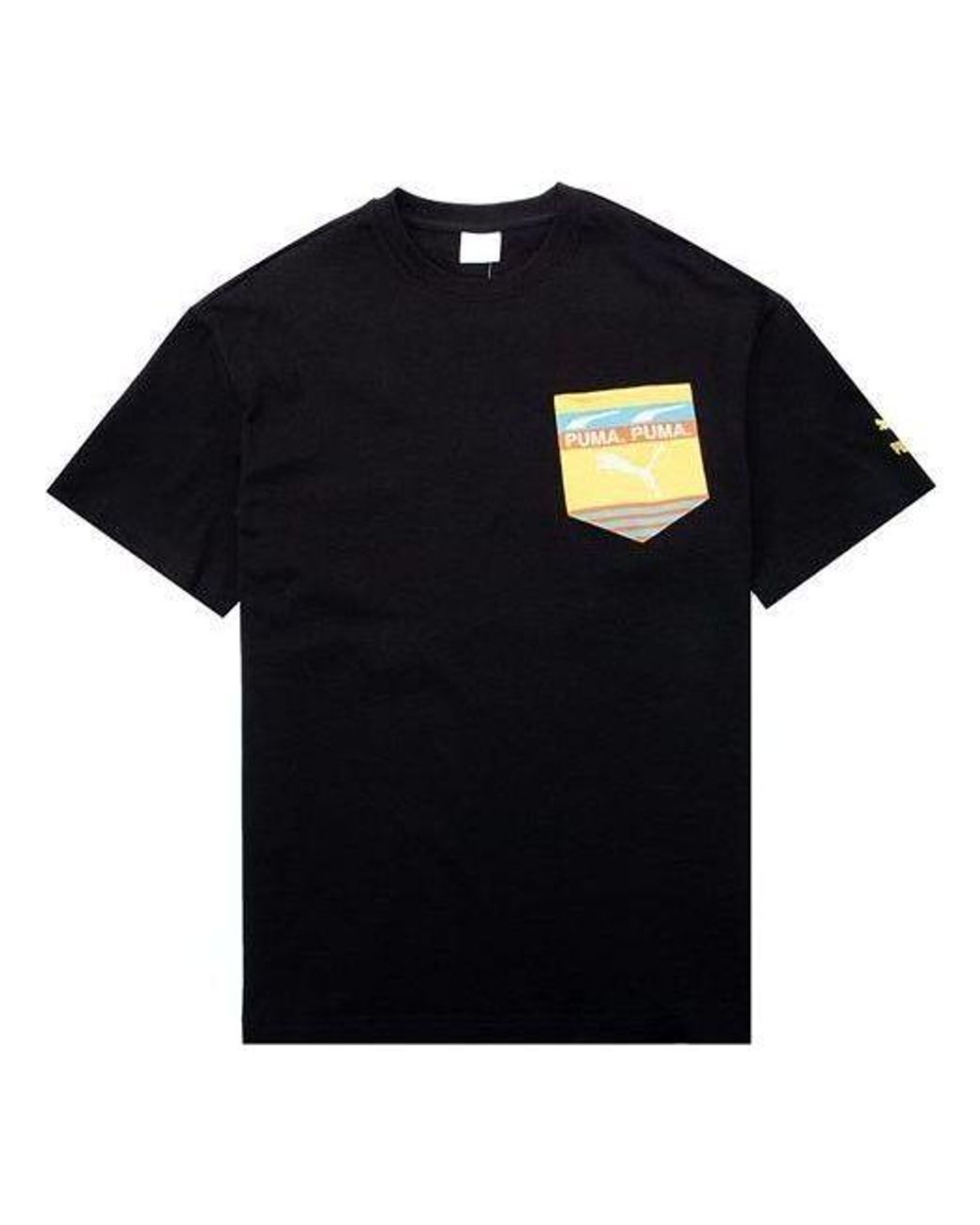 PUMA Black Boxy Pocket Logo Tee for men