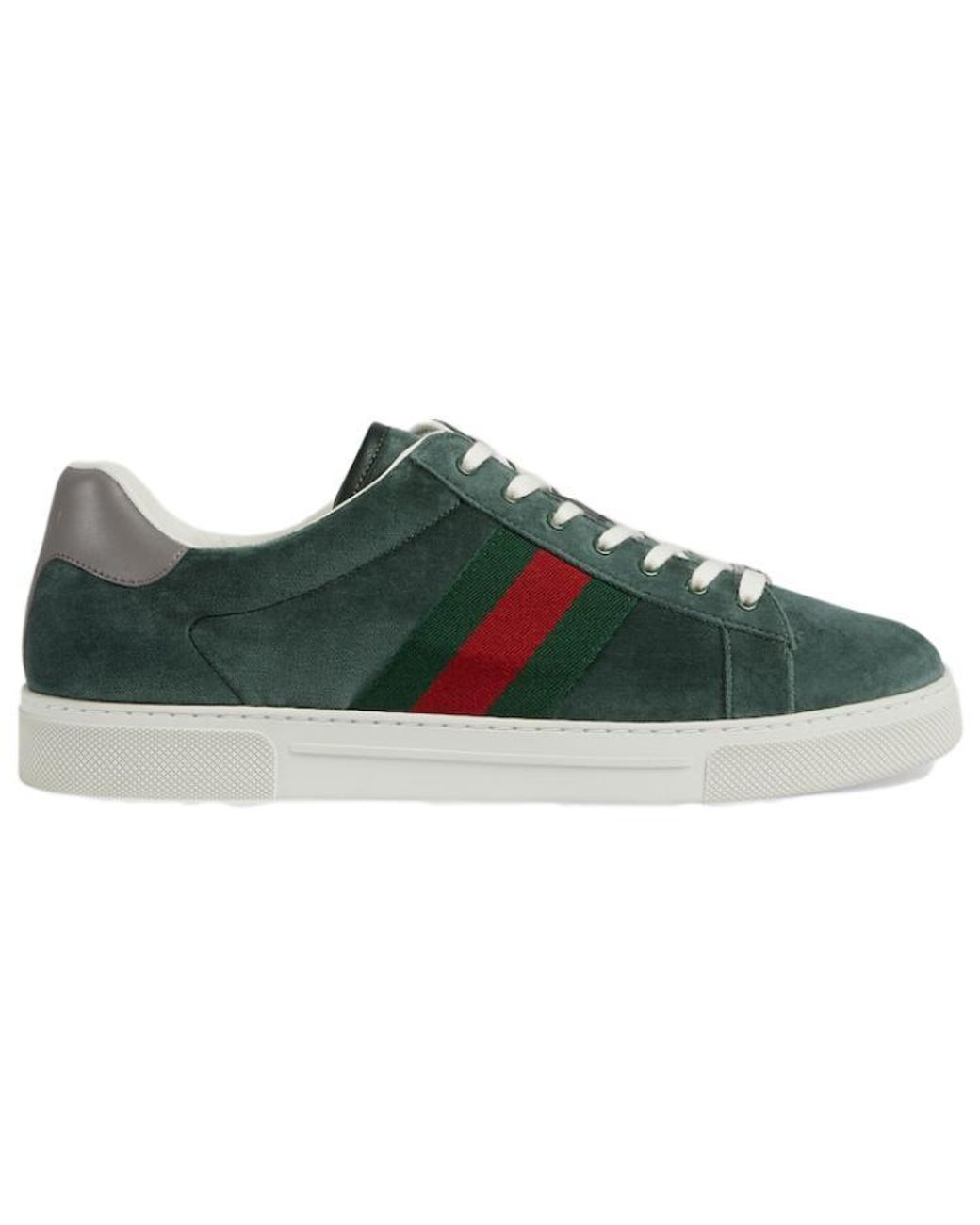 Gucci Green Ace Velvet Sneakers for men