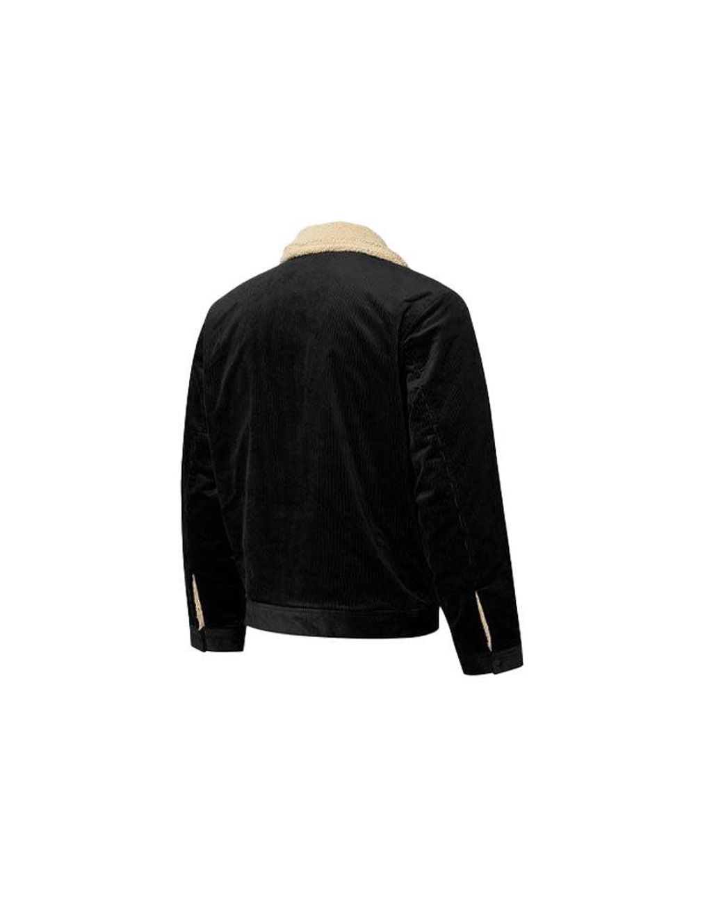 PUMA Black Cord Embroidered Logo Reversible Plush Corduroy Jacket for men