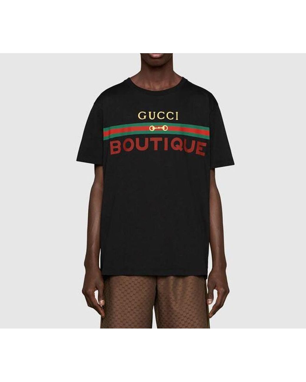 Gucci Black Boutique Printing Loose Short Sleeve for men
