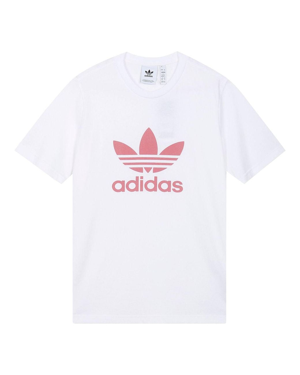Adidas White Originals Trefoil Logo Printing Sports Round Neck Short Sleeve for men