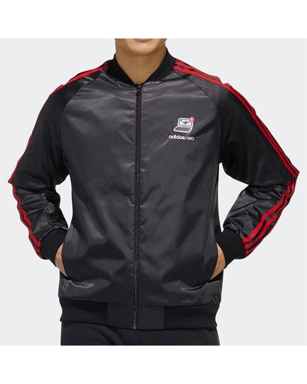Adidas Black Neo Vlday Jkt Logo Printing Sports Jacket for men