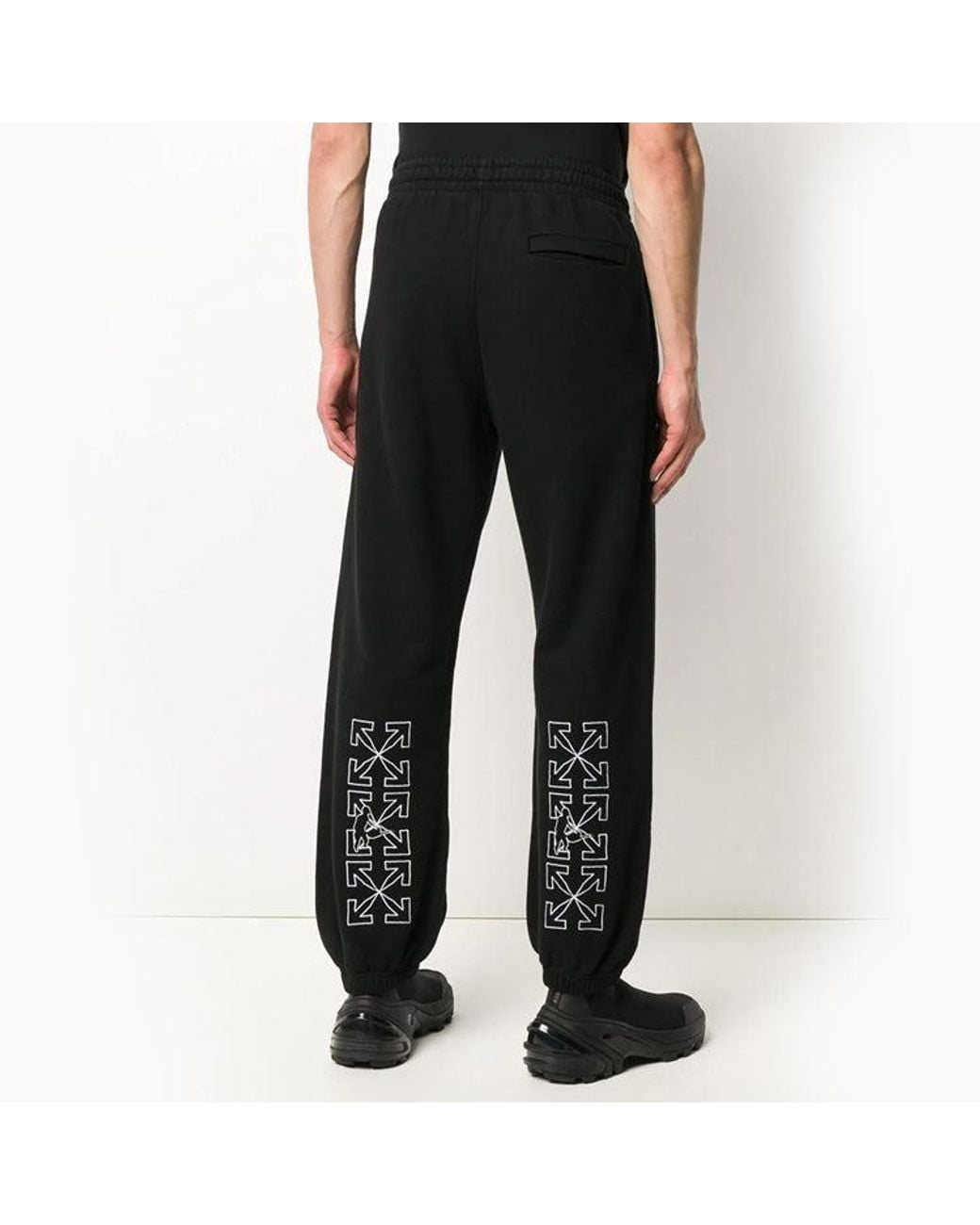 Off-White c/o Virgil Abloh Gray Arrow Printing Sports Long Pants for men