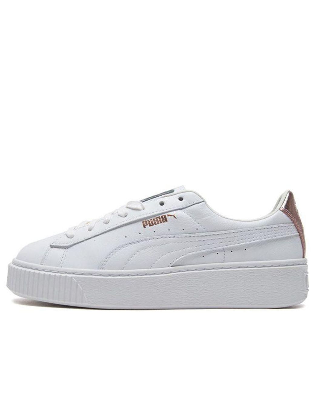 PUMA White (Wmns) Basket Platform Rgh Rose
