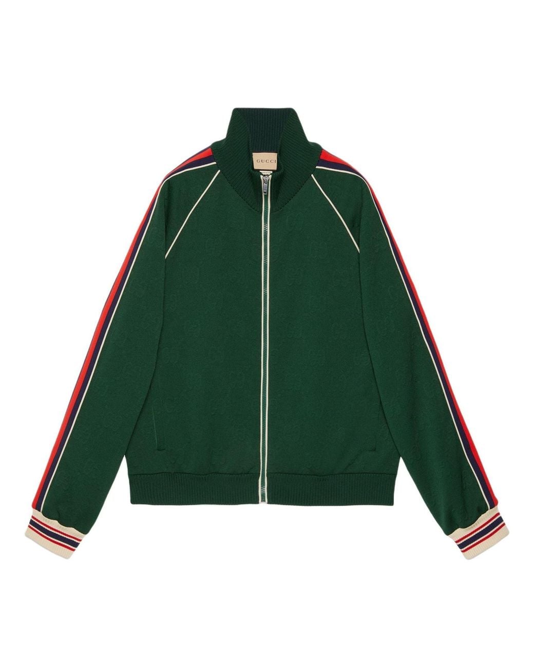 Gucci Gg Jacquard Jersey Zip Jacket in Green for Men | Lyst