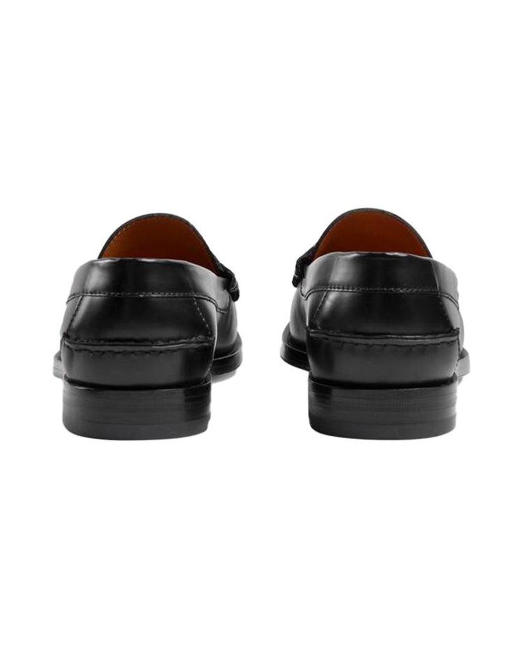 Gucci Black Loafer With Interlocking G And Web Leather' for men