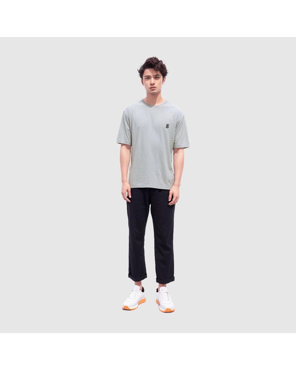 Burberry Gray Monogram Motif Specific Logo Cotton Short Sleeve for men