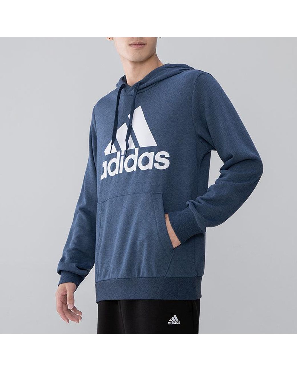 Adidas Blue Bl Ft Hd Logo Printing Sports Knit Pullover for men