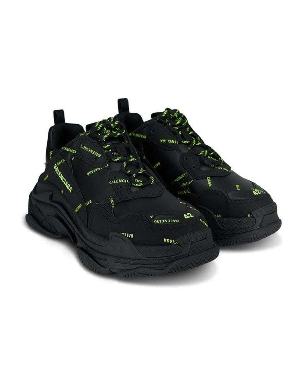 Balenciaga Black Triple S Sneaker 'Allover Logo for men
