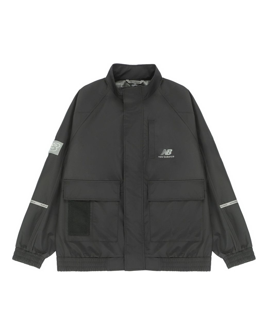 New Balance Black Solid Color Woven Stand Collar Jacket Autumn for men