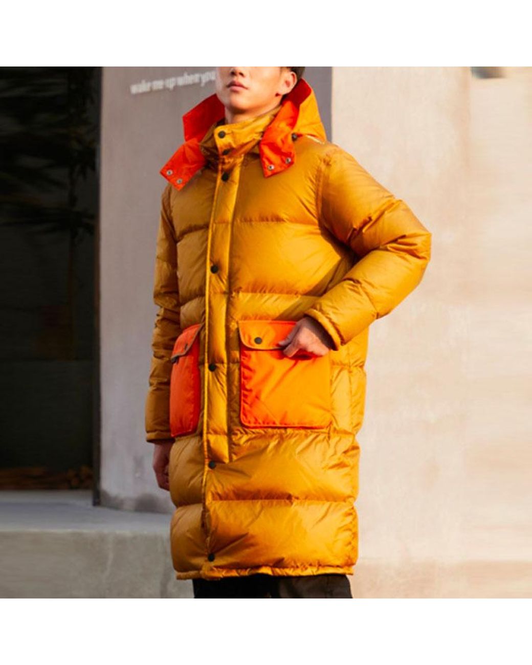 Converse Orange Counter Climate Long Down Jacket 'Wheat' for men