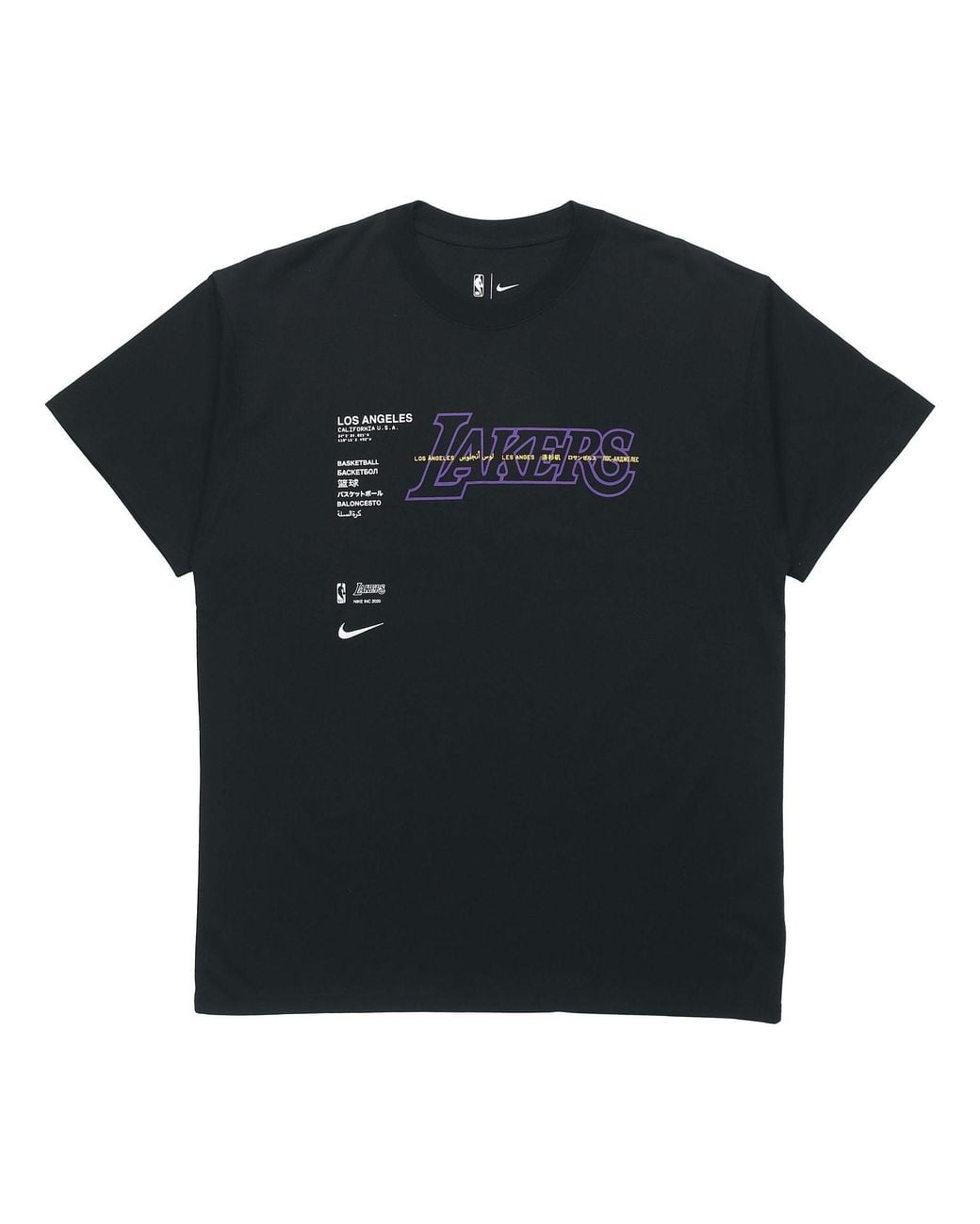 Nike Black Nba Courtside Los Angeles Lakers Short Sleeve Training for men