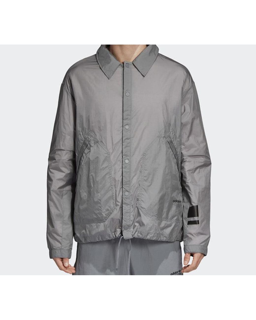 Adidas Gray Originals Nmd Webbing Logo Coach Jacket for men