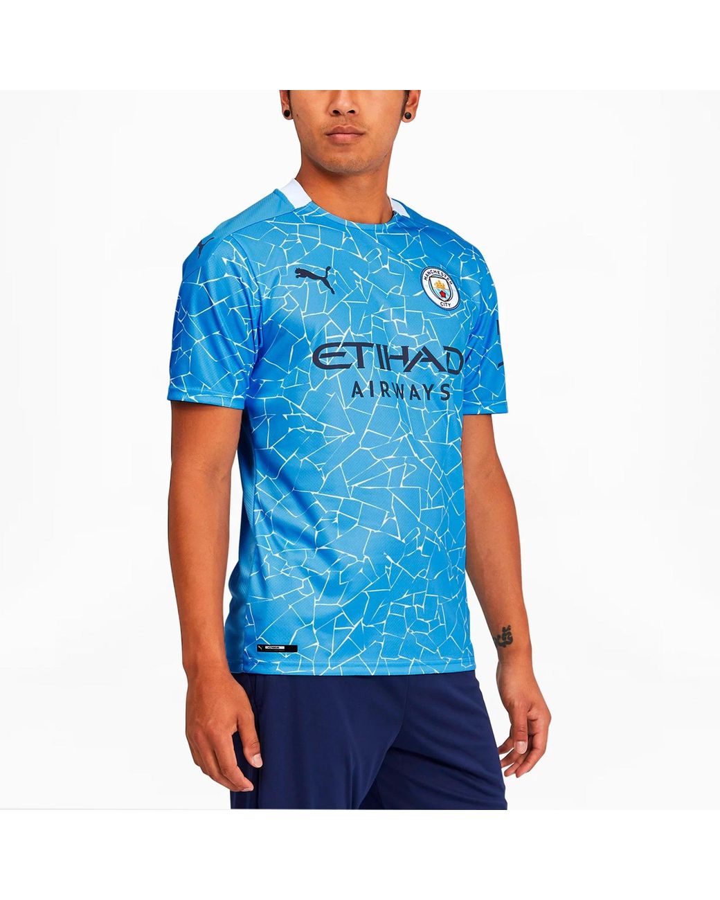 PUMA Blue Replica S 20-21 Season Fan Edition Short Sleeve Soccer for men